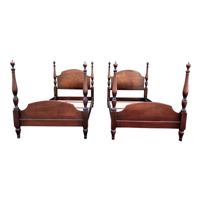 Kindel Furniture Mahogany Antique Twin Beds a Pair Chairish