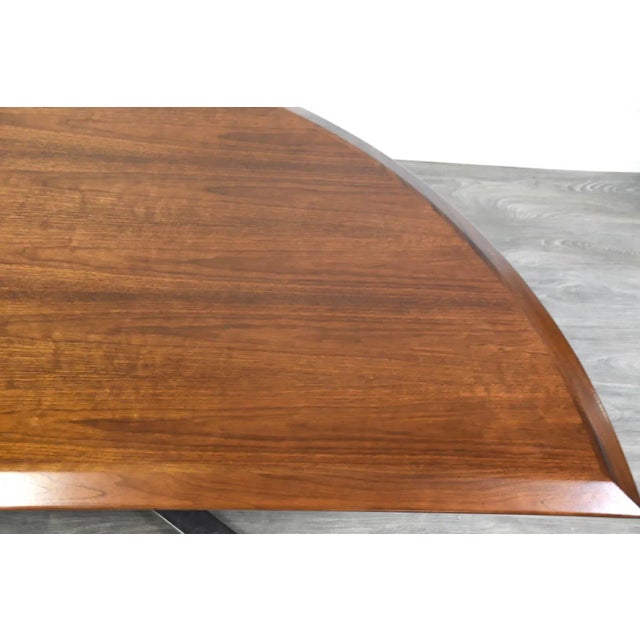 Wood Walnut and Chrome Half Moon Desk For Sale - Image 7 of 9