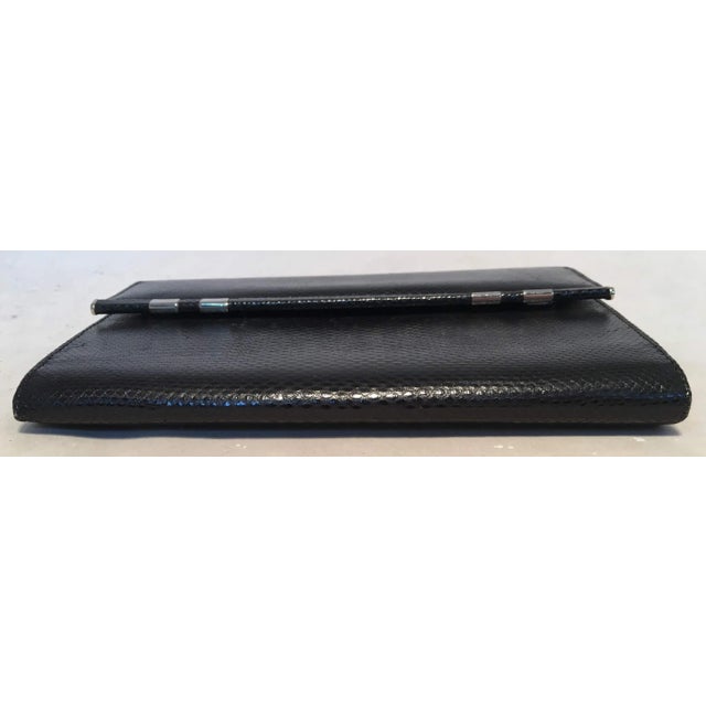 Early 21st Century Judith Leiber Black Lizard Wallet Wristlet Clutch For Sale - Image 5 of 10