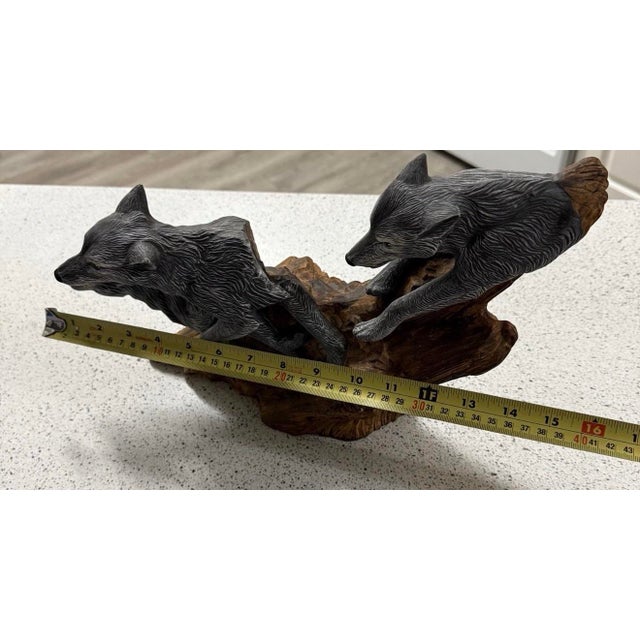 Vintage B.Past 1999 Wolf Sculpture Running Wolf Pack Signed For Sale In Atlanta - Image 6 of 7