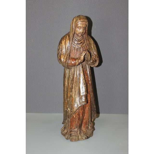 Carved Wood Saint Praying, Burgundy, Late 18th Century For Sale - Image 14 of 15