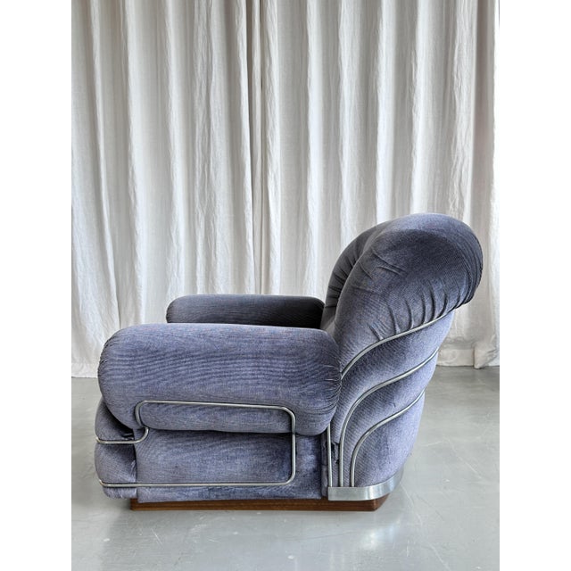 Purple Space Age Velvet and Chrome Chair by Adriano Piazzesi, Italy, 1960s For Sale - Image 8 of 17