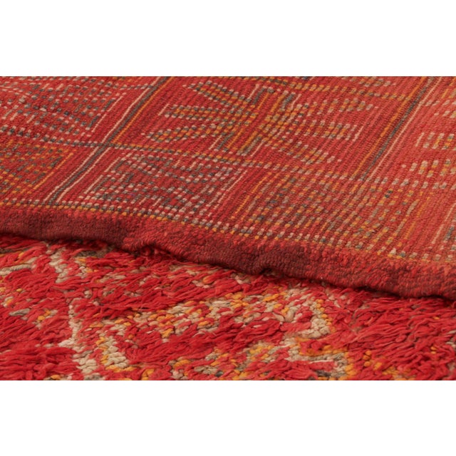 Textile Vintage Moroccan Rug, Red & Beige With High Pile - Rug & Kilim For Sale - Image 7 of 7