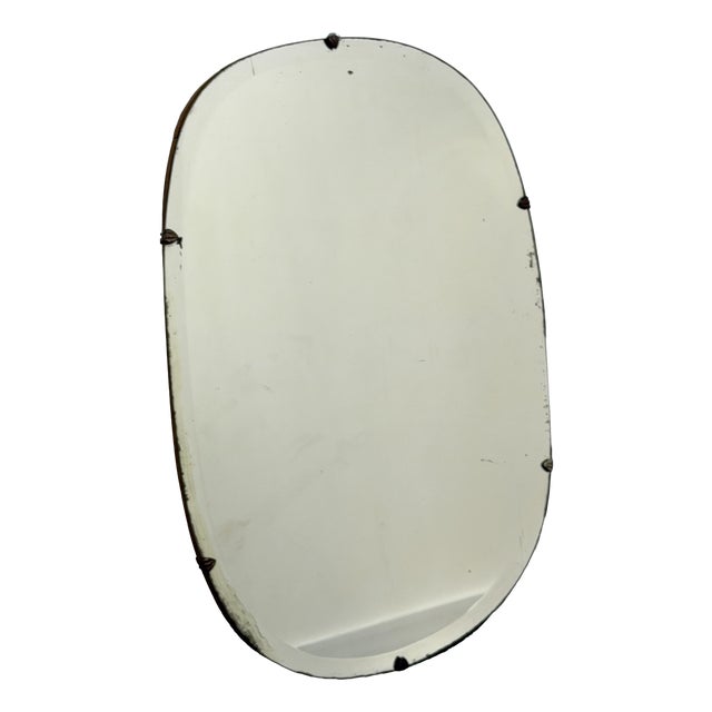 Vintage Wall Mirror with Metal Inserts, Italy, 1940s For Sale