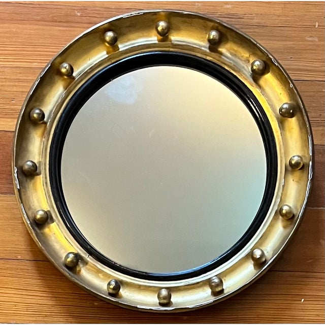 Early 19th Century Antique Small Scale English Regency Bullseye Convex Gilt Wood Mirror, Circa 1825 For Sale - Image 5 of 8