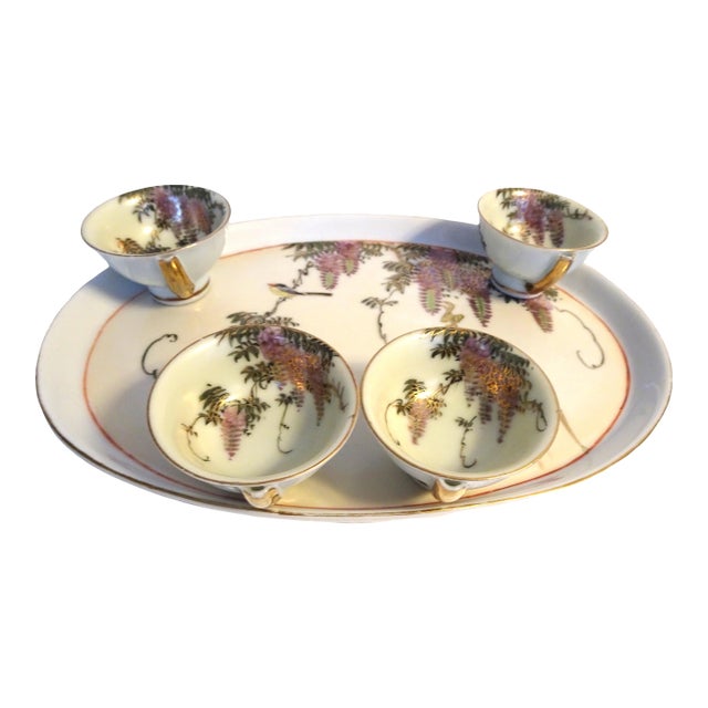 1910s Asian Japanese Saki Cups and Tray For Sale
