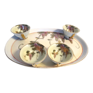 1910s Asian Japanese Saki Cups and Tray