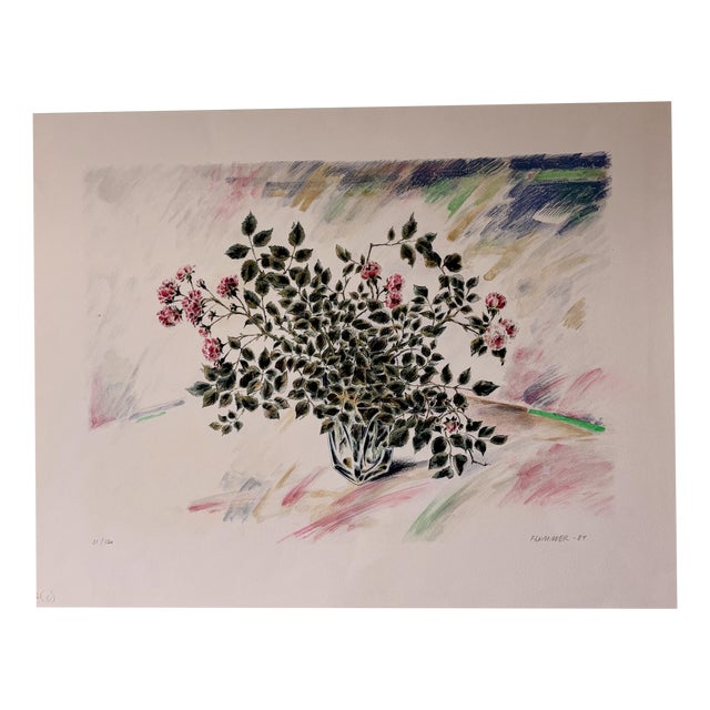 Kai Flummer, Floral Lithograph, 1984, Lithograph For Sale