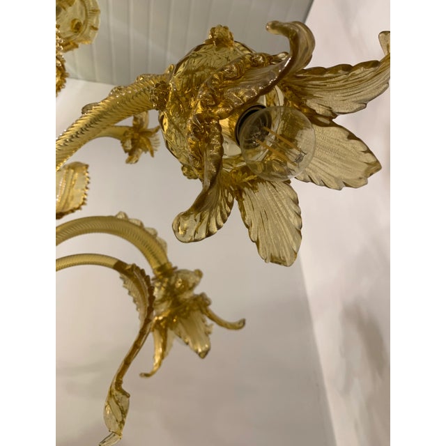Amber Murano Glass Chandelier With Flowers and Leaves For Sale - Image 9 of 13