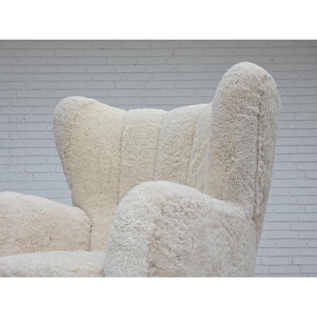 Danish Highback Armchair in Sheepskin, 1960s For Sale - Image 17 of 18