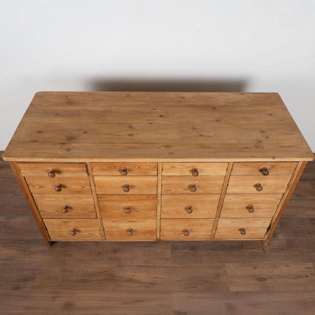 19th Century Pine 16 Drawer Apothecary Counter Console For Sale - Image 4 of 15