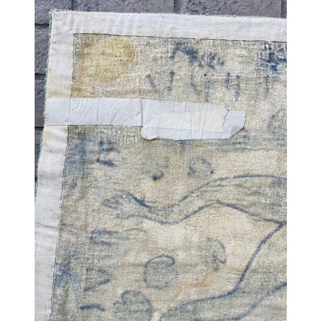 Late 20th Century Hooked Wool Folk Art Tapestry With Frog, Lilly Pads and Insects For Sale - Image 10 of 11