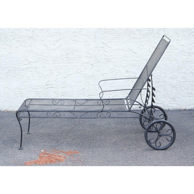 Vintage Wrought Iron Outdoor Patio Chaise Lounge For Sale - Image 4 of 18