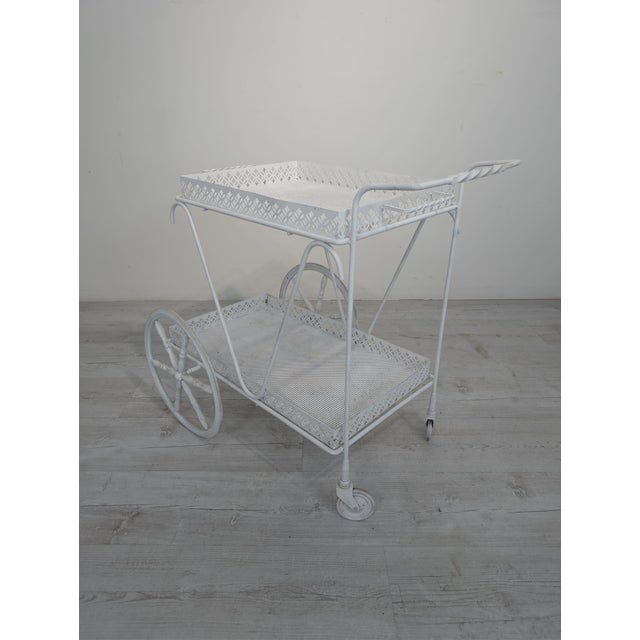 White Vintage Mobile Serving Bar Cart For Sale - Image 8 of 13