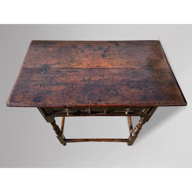 Antique Charles II Oak Lowboy Side Table, 1680 For Sale - Image 3 of 11