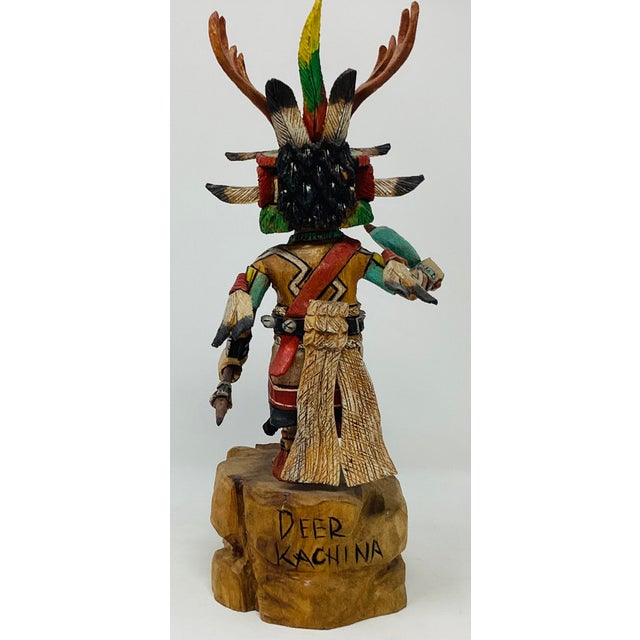 Native American Native American Hopi Carved Deer Dancer Katsina Doll by Milton Howard (B. 1964) For Sale - Image 3 of 5