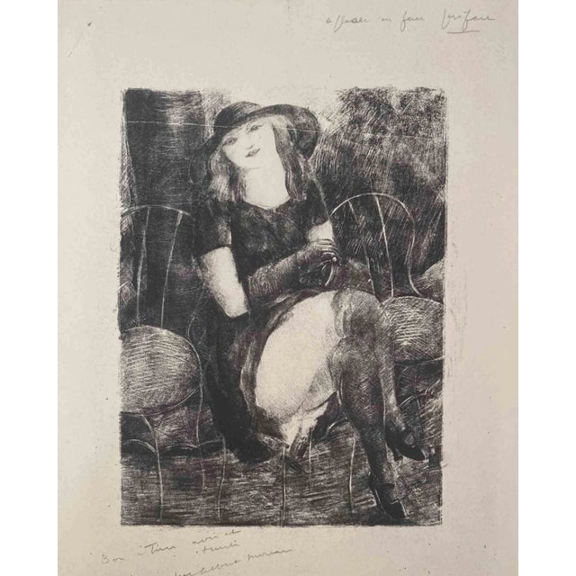 Luc-Albert Moreau, Lady in Saloon, Original Lithograph, Early 20th Century For Sale