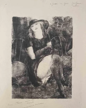 Luc-Albert Moreau, Lady in Saloon, Original Lithograph, Early 20th Century