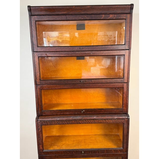 Antique Hale System Quarter-Sawn Oak Five-Stack Barrister Bookcase, C. 1910 For Sale - Image 14 of 15