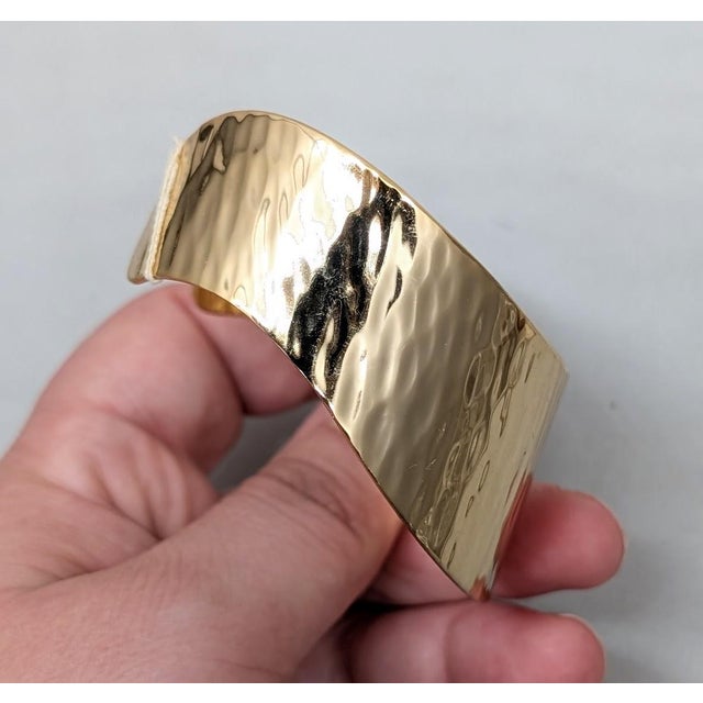 Vintage C1976 Signed Napier Goldtone Wavy Cuff Bracelet For Sale - Image 10 of 16