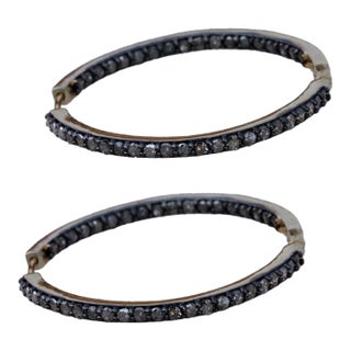 925 Sterling Silver Pave Diamond Earring 14k Solid Gold Hoop Earring Unique Gift, A Pair For Sale