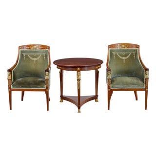 Swedish Empire Revival Mahogany Lounge Suite, 1900s, Set of 3 For Sale
