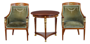 Swedish Empire Revival Mahogany Lounge Suite, 1900s, Set of 3