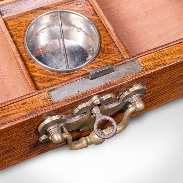 Antique Smoker's Box, English, Oak, Brass, Cigar Case, Club Lounge, Edwardian For Sale - Image 11 of 12