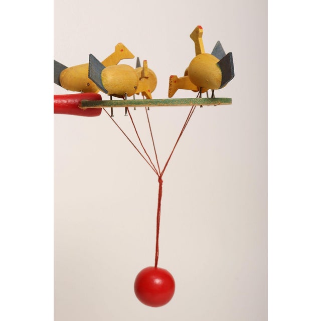1950s Vintage Swedish Modern Folk Art Wood Pecking Chicken Rooster Paddle For Sale - Image 5 of 10