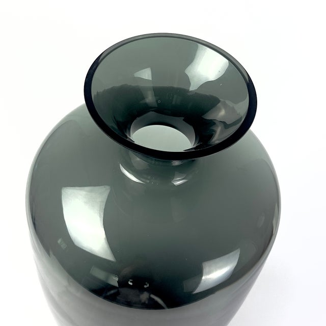 Impeccable Monumental Timeless Modern Classic Green-Gray Translucent Glass Vase For Sale In Miami - Image 6 of 9