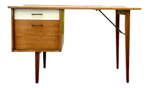Milo Baughman Desk With White Drawer + File Drawer