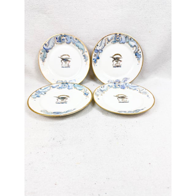 Late 19th Century Antique Haviland Limoges Scottish Clan Graham "N'oublie" Crest - Set of 4 For Sale - Image 5 of 10