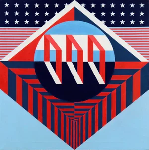 'Flag Medley' Circa 1970s; Pop Art, Americana, Modernist American Constructivist Oil
