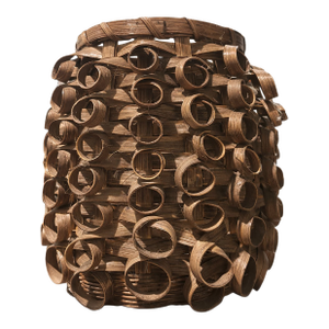Textural 9 Inch Woodsplint Porcupine-Curl Decorative Basket, Ho-Chunk Style, C. 1950s–1970s