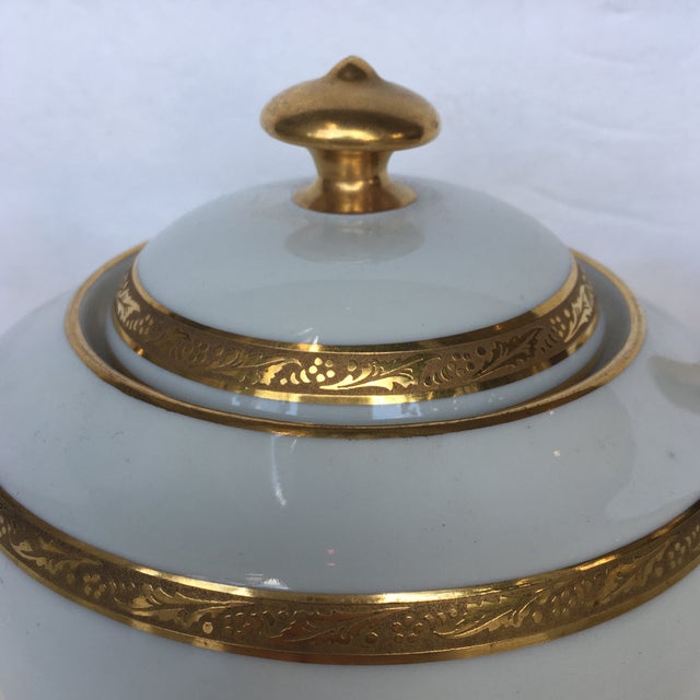 Limoges France White Porcelain and Applied Gold Tea or Coffee Set