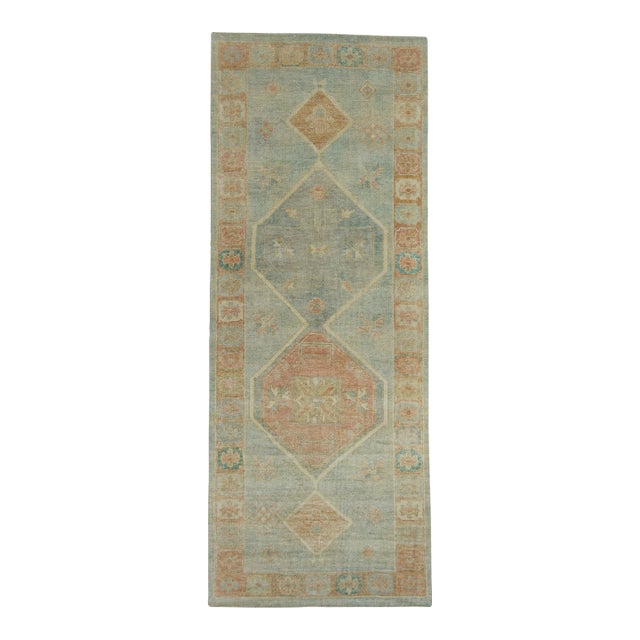 Turkish Oushak Rug 3'11" x 10' #18056 For Sale