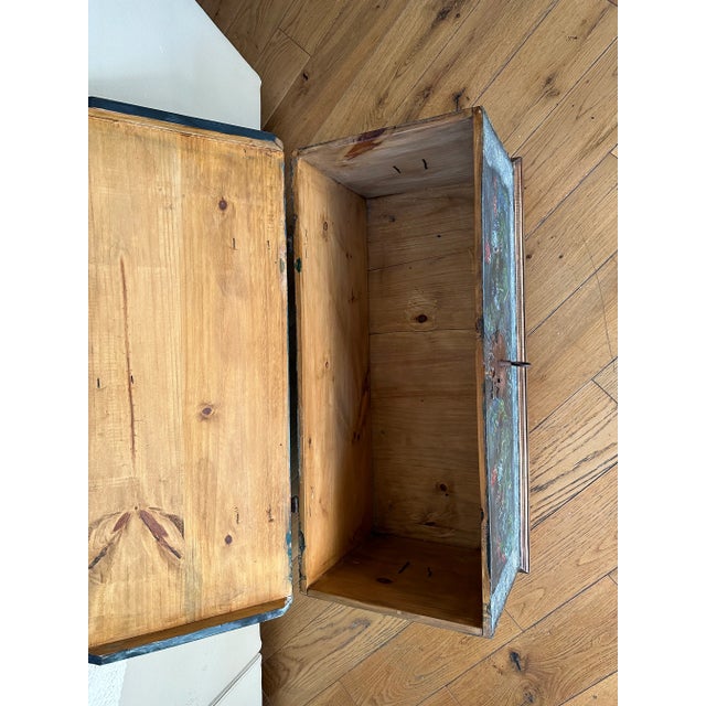 Mid 20th Century Folk Art Pine Blanket Chest For Sale In West Palm - Image 6 of 10