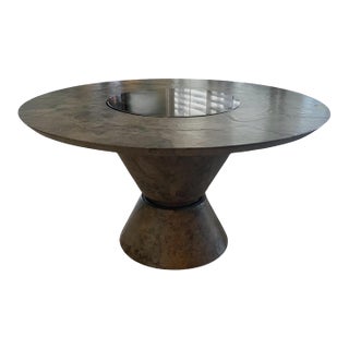 Faux Leather Double Conical Round Dining Table For Sale