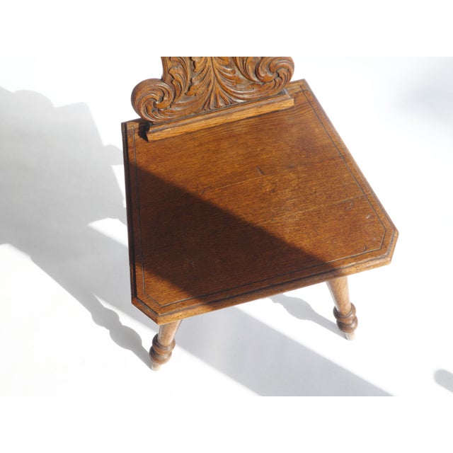 Antique Alpine Folk Art Oak Chair with Carved Face Mask For Sale - Image 6 of 10
