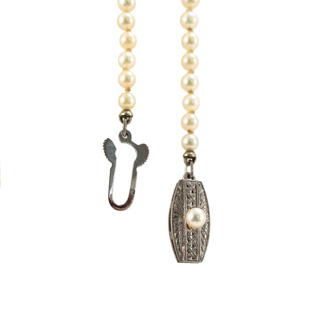 Vintage Mikimoto Sterling Silver Akoya Pearl Graduated Chain Necklace For Sale - Image 4 of 8