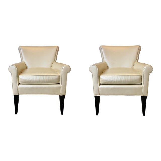 Modern Leathercraft Furniture Ivory Lounge Chairs Pair Chairish