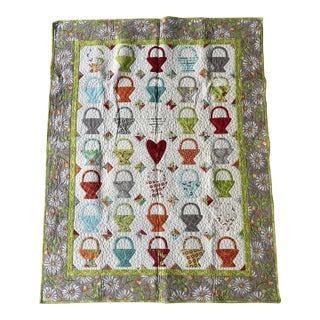 Pat Sloan “Sew Happy” Signed Handmade Crib Quilt For Sale