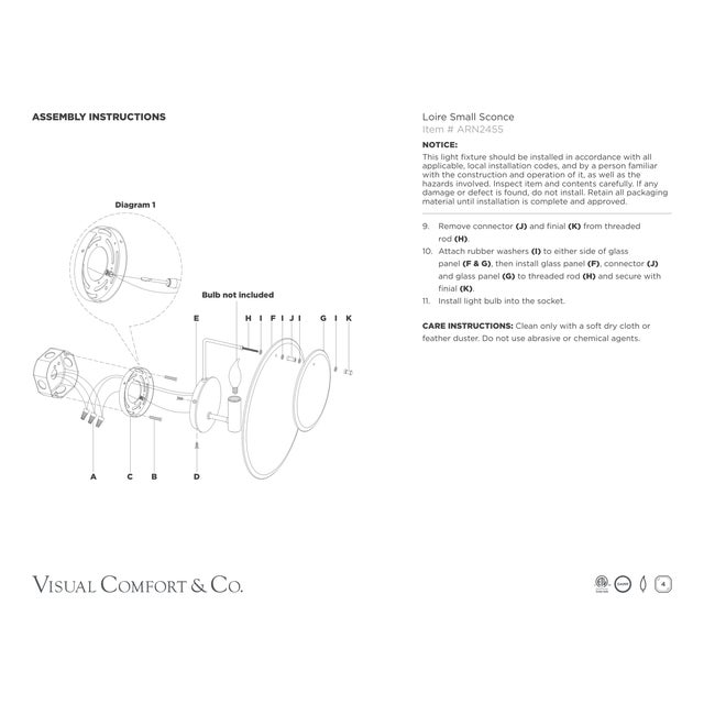 2020s AERIN for Visual Comfort Signature Loire Small Sconce in Polished Nickel with Clear Strie Glass For Sale - Image 5 of 5