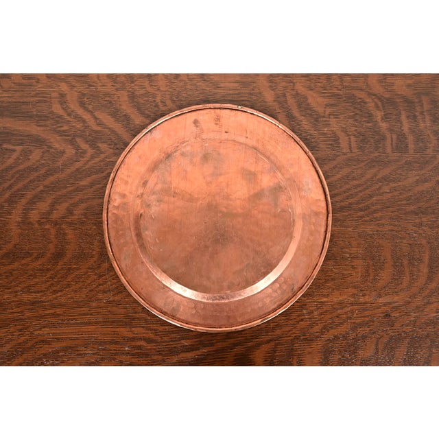 Roycroft Style Arts & Crafts Hammered Copper Charger Plate or Tray For Sale - Image 9 of 11