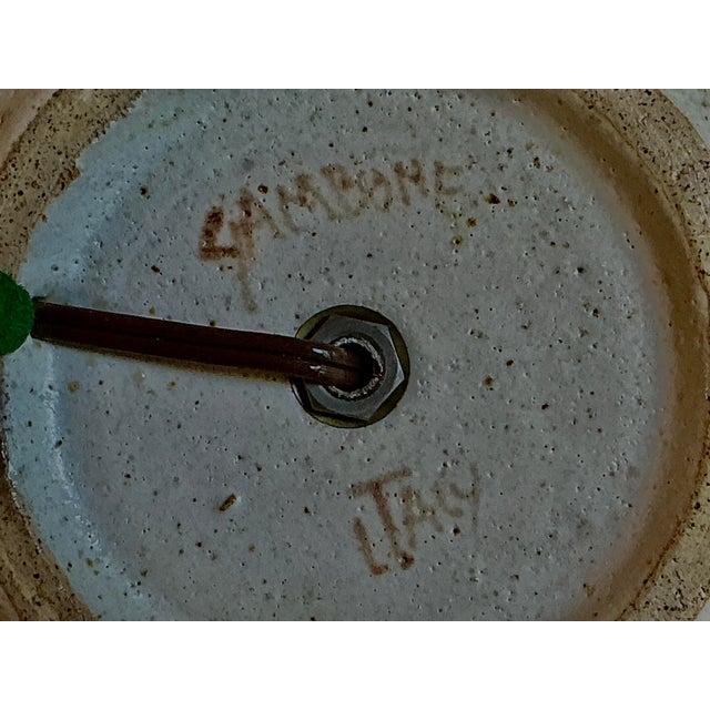 Bruno Gambone 1970s Sculptural Mid-Century Modern Bruno Gambone Two-Tone Ceramic Table Lamp With Original String Shade For Sale - Image 4 of 9