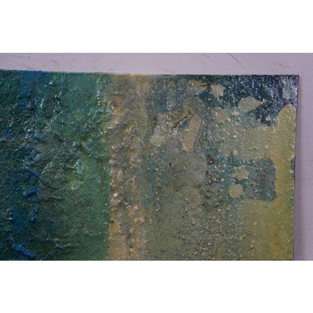 Green 2015 Mike Elsass Abstract Modern Textured Metal Rust Art Plaque Panel 16" For Sale - Image 8 of 13