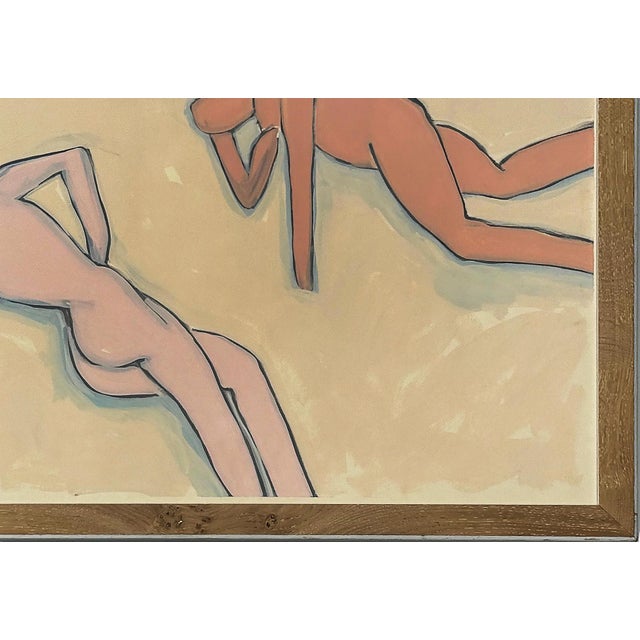 Large Vintage 1980s Harley Francis Abstract Nudes Painting. Mixed Media, Glass For Sale In Miami - Image 6 of 7