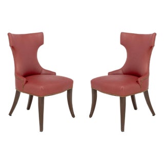 Contemporary Red Upholstered Chairs, Pair For Sale