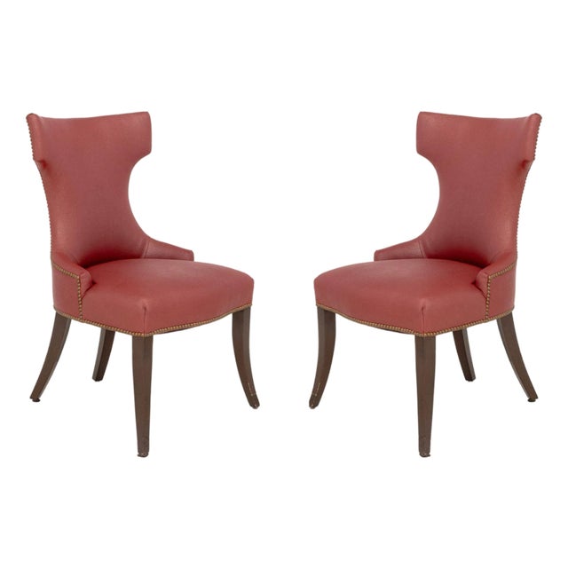 Contemporary Red Upholstered Chairs, Pair For Sale