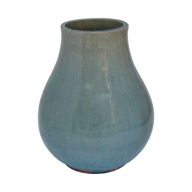 1970s Green Porcelain Vase For Sale - Image 4 of 5